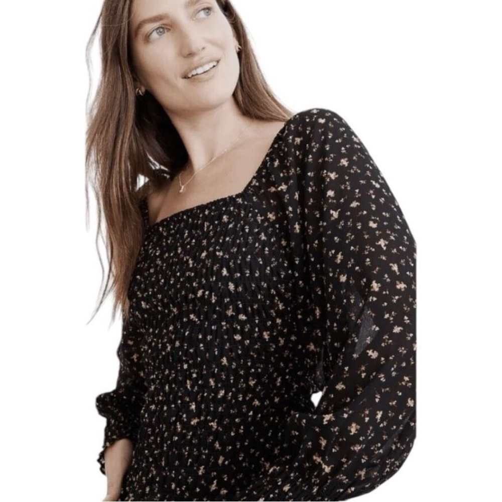 Madewell Black Floral Blouse